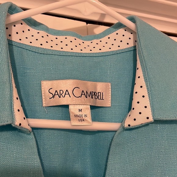 Sara Campbell Blue Linen Dress M - Picture 2 of 4